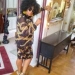 Chain Print Pencil Skirt and Blouse Set