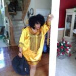 Nat"s Vintage Gold/Black two -piece skirt set run big