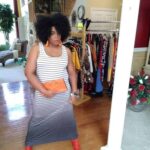 Nat"s Vintage Gray /white Stripes Maxi Dress