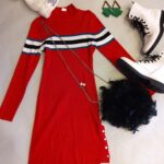 Red Ribbed Sweater Dress size xl