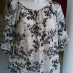 Black and White off Shoulder bell Sleeve top - 2XL