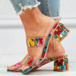 Rhinestone Colorful Sandals - Size 10