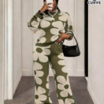 Floral Print 2-Piece Knit-XL