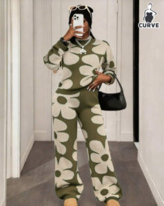 Floral Print 2-Piece Knit-XL