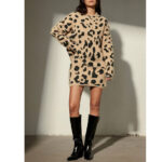 Leopard Print 2-piece knit Skirt Set - Large